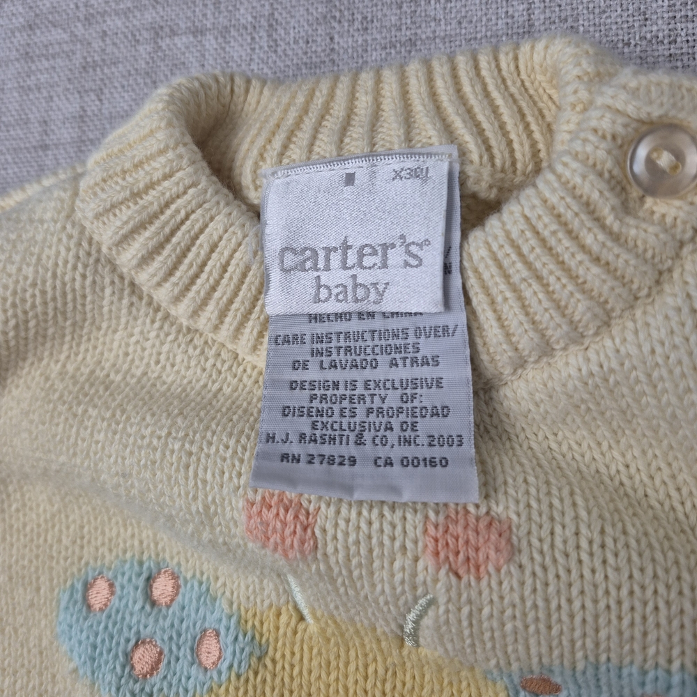 Y2K ​Vtg 2003 Carter’s Baby Giraffe Knit Sweater Cotton Pastel 0-3M - Picture 7 of 11